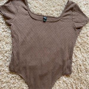 Brown Off the Shoulder Body Suit